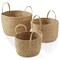 Casafield Set of 3 Braided Seagrass Baskets with Jute Handles - Natural, Woven Storage Basket Planters, Boho Decor for Entryway, Living Room, Bedroom